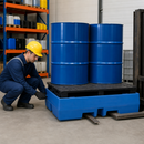 Polyethylene Spill Pallet for 2 x 205 Litre Drums, 270 Litre Containment, with Forklift Pockets, for Safe Chemical Storage