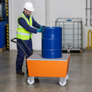 2mm Steel Mobile Spill Pallet for 1 x 205 Litre Drum, 238 Litre Containment, with Galvanised Grid, for Safe Hazardous Material Handling
