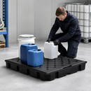 Reformed Polyethylene Spillage Deck Element, 1200 x 800 x 125 mm, 90 L Containment, 500 kg/m² Load Capacity, for Safe Chemical Handling