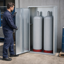 Steel Gas Cylinder Cabinet for 2 x 33 kg Cylinders, Hot Dip Galvanised, 1-Wing Door, for Outdoor Use