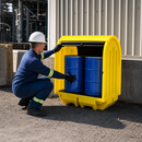 Low Profile Hardcover Spill Pallet for 2 Drums, Ideal for Outdoor Use