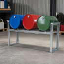 Steel Galvanised Drum Rack for 3 x 60 Litre Drums, 700 kg Load Capacity, Stackable, 1429 x 682 x 837 mm, for Safe Storage of Hazardous Materials