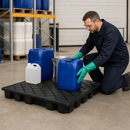Polyethylene Spillage Deck Element with Anti-Slip Surface, 1350 x 1200 x 125 mm, 135 L Containment Volume, 1200 kg/m² Load Capacity, for Chemical Handling