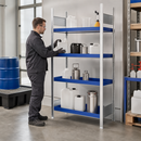Steel Hazmat Container Rack with 4 Spill Trays, 1060 x 437 x 2000 mm, for Safe Liquid Storage