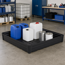 Polyethylene Spill Tray for Small Containers, 205 L Capacity, 1170 x 1170 x 180 mm, for Chemical Storage