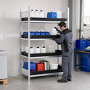 Polyethylene Galvanised Small Container Rack with 4 PE Spill Trays, 1312 x 637 x 2000 mm, for Safe Chemical Storage