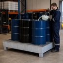 Galvanised Steel Spill Pallet for 4 x 205 Litre Drums, 315 Litre Containment, with Removable Grid, for Safe Storage of Flammable Liquids