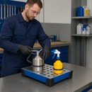 Powder Coated Steel Spill Tray for Small Containers, 10 L Capacity, 500 x 400 x 95 mm, with Galvanised Perforated Plate, for Workplace Use