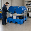 Plastic Drum Rack and Dispensing Station for 2 x 200 Litre Drums, 295 Litre Containment, with Forklift Pockets, for Safe Chemical Storage