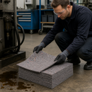 Heavy-Duty Recycled Fibre Absorbent Mats, 50 x 50 cm, High Absorption Capacity, 50 Pieces