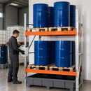 Hazmat Pallet Rack with Plastic Spill Tray, 2 Storage Levels, 1925 x 1315 x 2700 mm, for Safe Chemical Storage