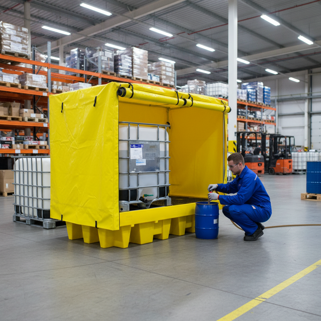 Covered Double IBC Spill Pallet 1140 Litre 2560 x 1350 x 2140mm for Ou