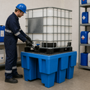 Polyethylene Spill Pallet for 1 x 600 L IBC, 660 L Containment, with Galvanised Grid, for Safe Chemical Storage