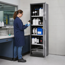 Anthracite Sheet Steel Chemicals Cabinet with 3 Shelves & Spill Pallet, 19L Containment, for Safe Storage of Hazardous Liquids