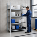 Polyethylene Galvanised Small Container Rack with 3 PE Grids & Spill Tray, 1312 x 637 x 2000 mm, for Safe Storage of Hazardous Chemicals (Extension Unit)
