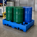 Polyethylene Spill Pallet for 4 x 200 L Drums, 440 L Containment, Forklift Accessible, for Safe Chemical Storage