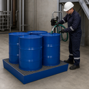 Steel Spill Pallet for 4 Drums with Removable Grid for Safe Storage
