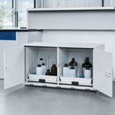 Melamine-Resin-Coated Acid and Alkali Cabinet with 2-Wing Doors, 2 Pull-Out Spill Trays, 1100 x 570 x 600 mm, for Safe Hazardous Material Storage