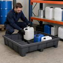 Polyethylene Spill Tray for Racks, 1390 x 1315 x 315 mm, 330 L Containment, for Hazardous Chemical Storage (1400 mm Shelf Width)