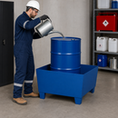 Steel Spill Pallet for 1 x 200 Litre Drum, 238 Litre Containment, Powder Coated Blue, for Safe Storage of Flammable Liquids