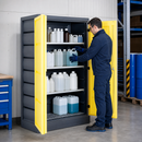 Polyethylene Environmental Cabinet with 3 Slide-Out Spill Pallets, 1 Stainless Steel Grid, 75 Litre Containment, for Safe Storage of Corrosive Liquids (Model PS 1220-3.1)