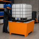 2mm Steel Spill Pallet for 1 x 1000 Litre IBC, 1100 Litre Containment, Powder Coated Orange, for Industrial Storage