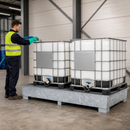 Galvanised Steel Spill Pallet for 2 x 1000 L IBCs with Filling Area