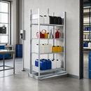 Galvanised Steel Hazmat Small Container Rack with 4 Grids, 1006 x 726 x 2000 mm, for Storing Flammable Liquids