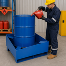 Steel Spill Pallet for 1 x 205 Litre Drum, 230 Litre Containment, Powder Coated Blue, for Safe Storage of Flammable Liquids