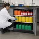 Half Height Chemical Cabinet with Spill Pallet, Anthracite Sheet Steel, 2 Adjustable Shelves, 28L Containment Volume, for Safe Storage of Hazardous Liquids