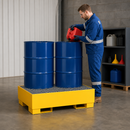 Steel Spill Pallet for 2 x 205 Litre Drums, 235 Litre Containment, with Galvanised Grid, for Safe Storage of Flammable Liquids