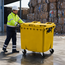 1100 Litre Yellow Wheelie Bin for Industrial Waste Collection