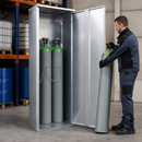 Steel Gas Cylinder Cabinet for 2 x 50 Litre Cylinders, 1-Wing Door, Hot Dip Galvanised, for Outdoor Storage