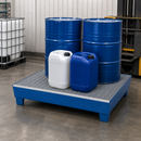 2mm Steel Spill Pallet for 4 x 205 Litre Drums, 270 Litre Containment, with Galvanised Grid, for Safe Storage of Hazardous Substances