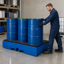 Polyethylene Spill Pallet for 4 x 200 Litre Drums, 405 Litre Containment, with Grid, for Safe Chemical Storage