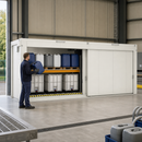 Galvanised Steel Fire-Rated Storage Container with Sliding Doors, 9410 x 2238 x 3594 mm, 2 x 1720 L Containment, for Hazardous Material Storage