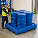 Polyethylene Spill Pallet for 4 x 200 Litre Drums, 440 Litre Containment, Forklift Accessible, for Safe Storage Solutions