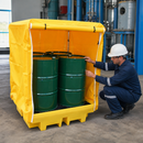 4 Drum Covered Spill Pallet with All Weather Cover for Safe Chemical Storage