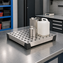 Stainless Steel Spill Tray for Small Containers, 15 L Capacity, 500 x 600 x 95 mm, with Perforated Sheet, for Workplace Use