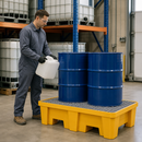 Steel Spill Pallet for 2 x 205 Litre Drums, 238 Litre Containment, for Safe Storage of Flammable Liquids