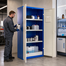 High Cabinet for Water-Polluting Liquids with Spill Pallet & Trays, Sheet Steel, 1000 x 500 x 1950 mm, for Safe Hazardous Storage