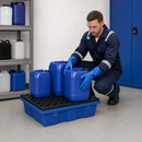 Polyethylene Spill Tray for Small Containers, 69 Litre Containment, with Grid, for Safe Chemical Storage