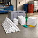 Polyethylene Emergency Spill Kit for Oil Containment, 288 L Absorption Capacity, Includes Mats, Socks, Cushions, Granules, Gloves, and Disposal Bags (Stationary) (Pack of 250)