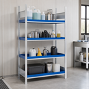 Steel Hazmat Small Container Rack with 4 Spill Trays, 1360 x 437 x 2000 mm, for Safe Liquid Storage