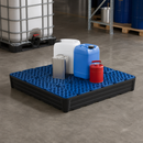 Polyethylene Spill Tray for Small Containers, 180 Litre Containment, 450 kg Load Capacity, with Removable Grid (1170 x 1170 x 180 mm)