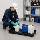 Dissipative Polyethylene Small Container Spill Pallet, 38 L Capacity, 200 kg Load Capacity, Easy to Clean, for Chemical Storage