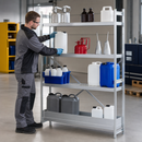 Stainless Steel Hazmat Small Container Rack with Spill Tray, 900 x 500 x 1800 mm, for Safe Storage of Flammable Liquids & Chemicals