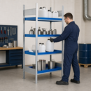 Steel Hazmat Small Container Rack with 4 Spill Trays, 1060 x 637 x 2000 mm, for Safe Liquid Storage (Flat Packed)