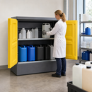 Polyethylene Environmental Cabinet with 2 Stainless Steel Shelves, 120 cm Wide, for Safe Storage of Corrosive Liquids