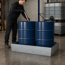 Galvanised Steel Spill Pallet for Safe Liquid Storage (2 Drum Capacity)